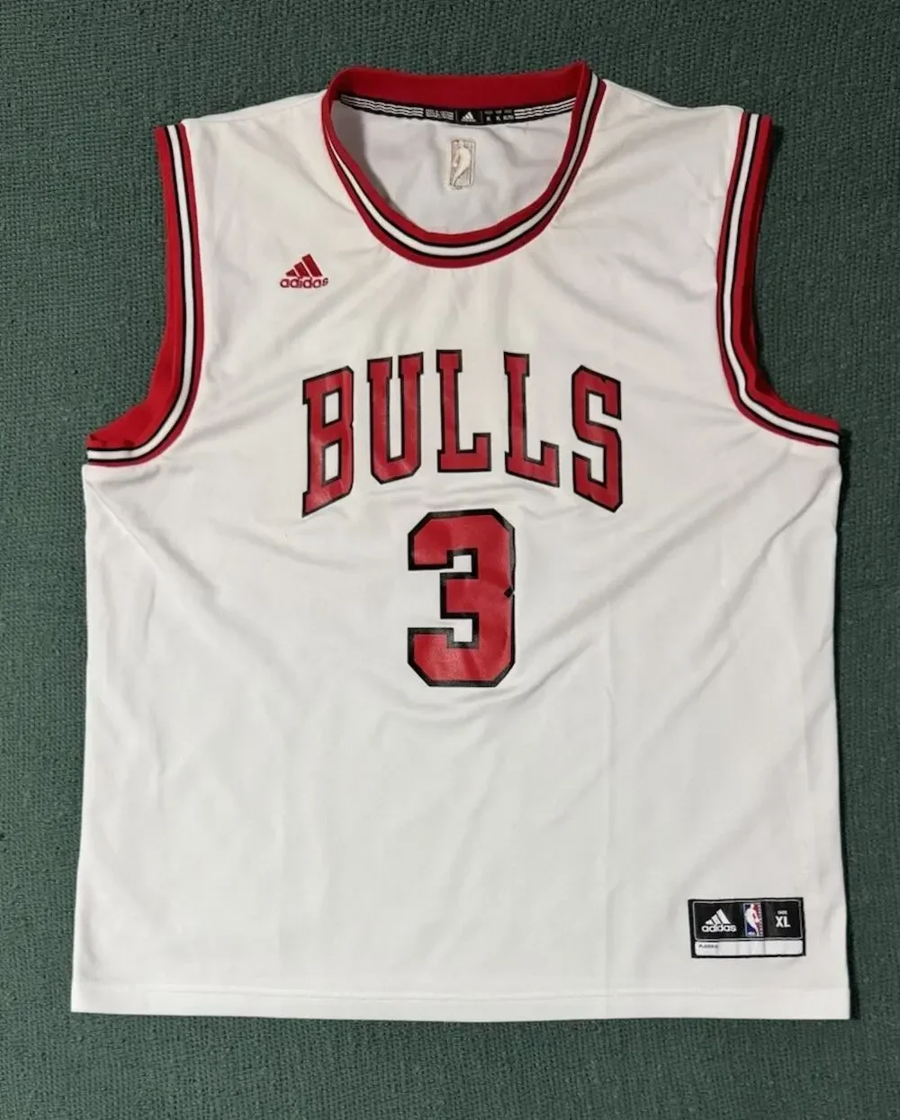 Wade Chicago Bulls Adidas White Jersey NBA BASKETBALL Shirt Men’s Size XL
